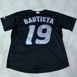 Toronto Blue Jays Bautista Alternate Black Jersey Stitched Majestic Mens XL